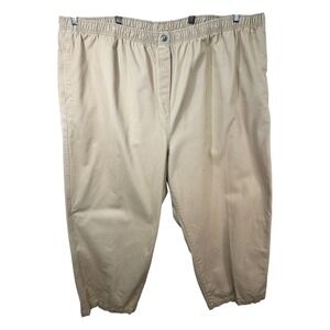 Woman Within Plus‎ Size 36T Cropped Pants Capri Light Brown Cotton Elastic 419